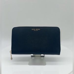 Henri Bendel black large leather wallet